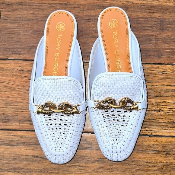 Tory Burch✨Mules Horsebit loafers RARE woven leather clogs slippers - Picture 1 of 15
